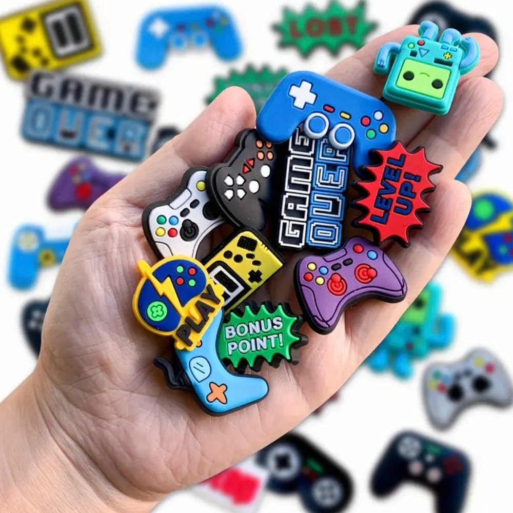 Retro Video Game Shoe Charm Accessory jewelry set (16 pieces) Snap In